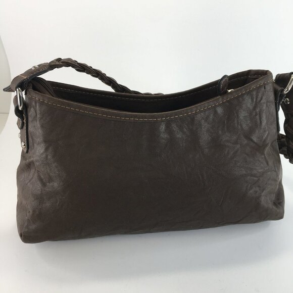 Rosseti Brown Bag with Braided Strap Buckle Accent Shoulder Bag - Picture 6 of 9